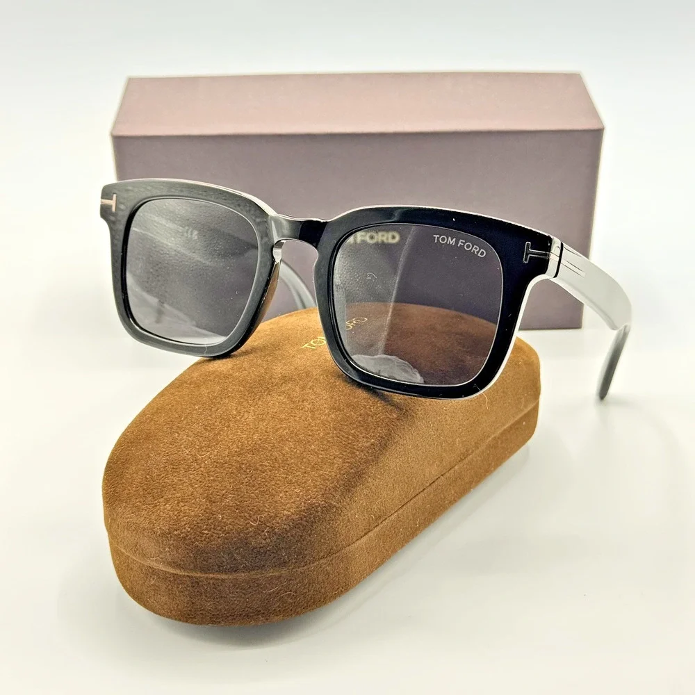 Tom Ford Sunglasses Dax TF751-N 01A Black Square Frame Gray Lens 50-22-145